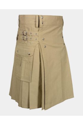Khaki Utility Kilt for Men
