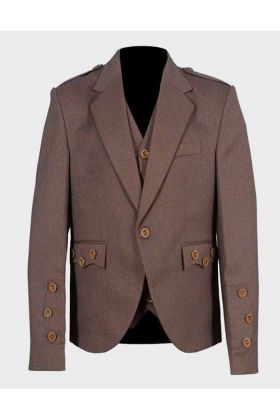 Light Maroon Wool Tweed Argyle Jacket and Vest