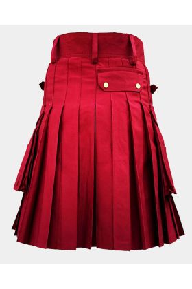 Men Red Modern Utility Kilt