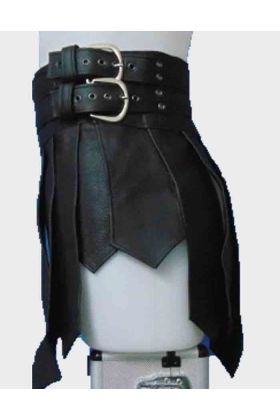 Mens Black Leather Roman Gladiator Kilt