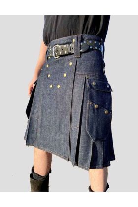 Mens Blue Denim Kilt