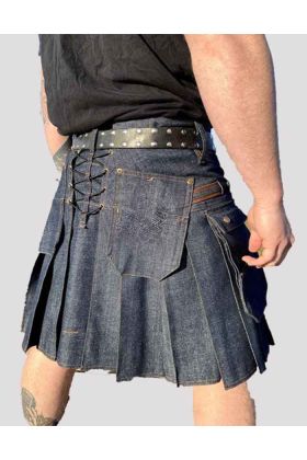 Mens Blue Denim Kilt