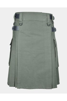Olive Green Cotton Utility Kilt
