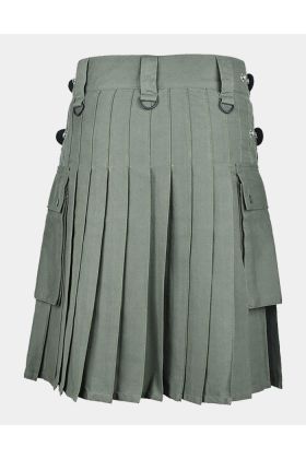 Olive Green Cotton Utility Kilt

