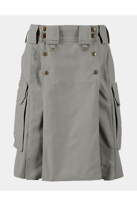 Olive Green Utility Kilt with Leather Straps
