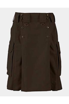 Olive Green Utility Kilt with Leather Straps
