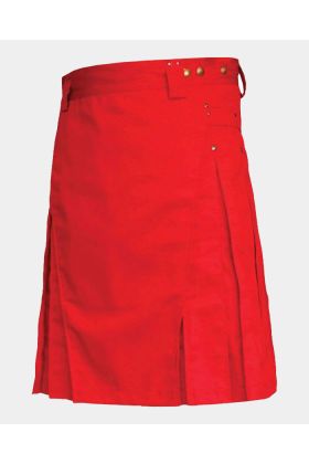 Red Color Men Utility Kilt