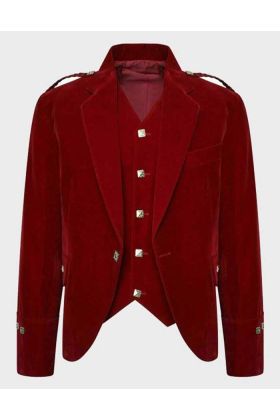 Red Velvet Wedding Argyle Jacket and Waistcoat