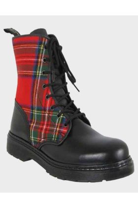 Royal Stewart Tartan With Plane Leather Long Shoes