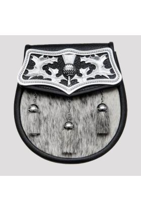 Semi Dress Black Calfskin Thistle Plate Sporran