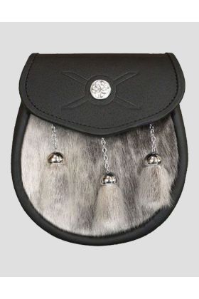 Seal Skin Semi Dress Sporran with 3 Thistle