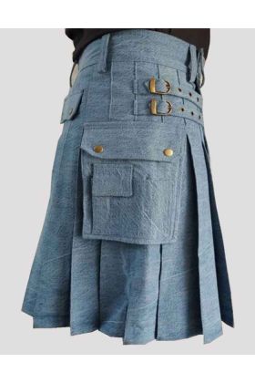 Sky Blue Denim Kilt