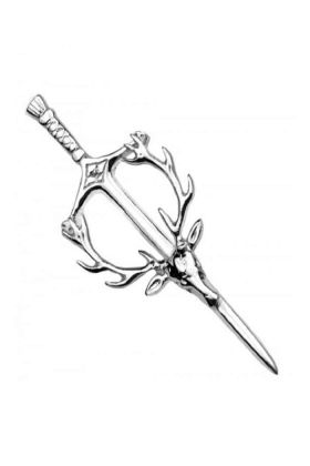 Stags Head Thistle Kilt Pin