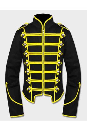 The Gothic Black Yellow Military Drummer Jacket for Men