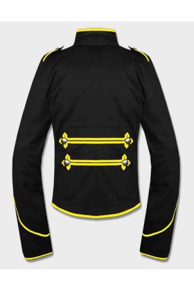 The Gothic Black Yellow Military Drummer Jacket for Men