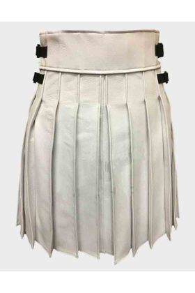 White Real Leather Fashionable Gladiator Kilt