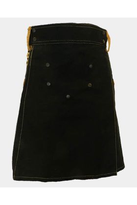 Black Deluxe Modern Kilt & Khaki Straps Style With Khaki Cargo Pocket