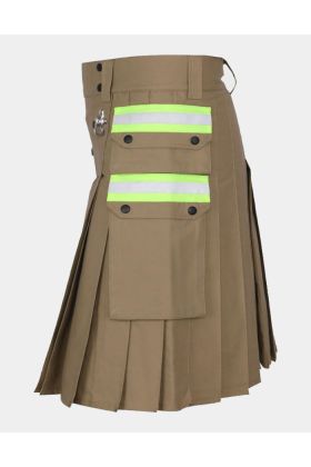 Khaki Fireman Firefighter Utility Kilt For Men
