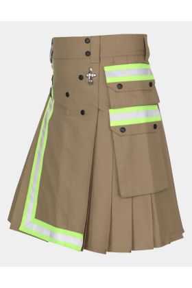 Khaki Fireman Firefighter Utility Kilt For Men

