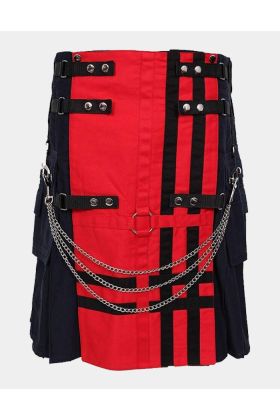 Red And Black Deluxe Utility Fashion kilt
